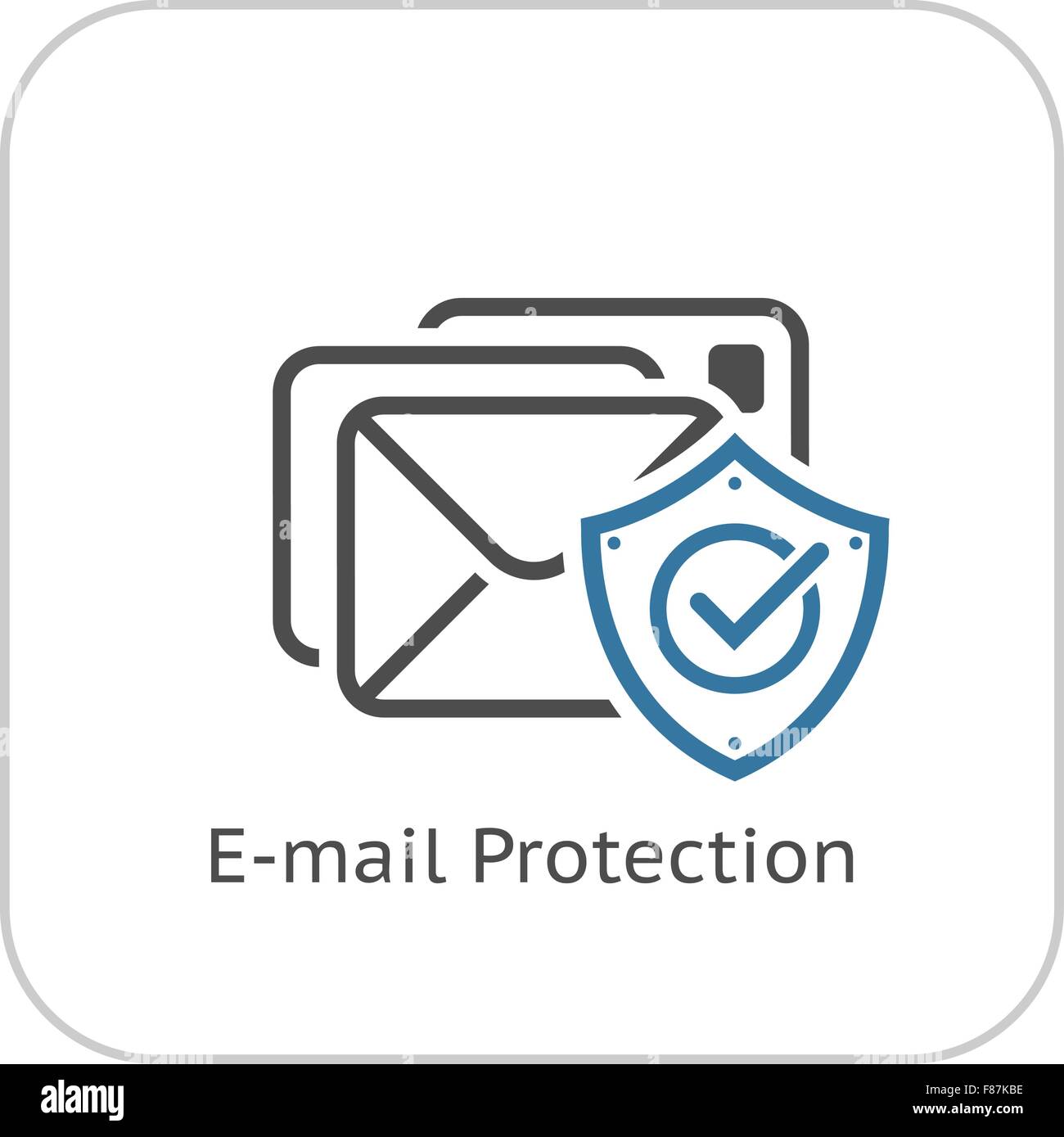 E-Mail-Schutz-Symbol. Flaches Design. Stock Vektor