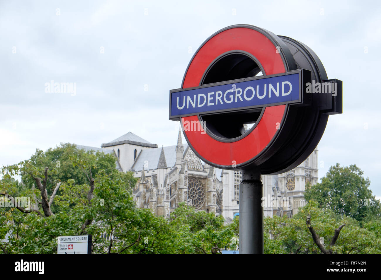 Ein Zeichen für eine Londoner U-Bahn, oder "u-Bahn" Stockfoto