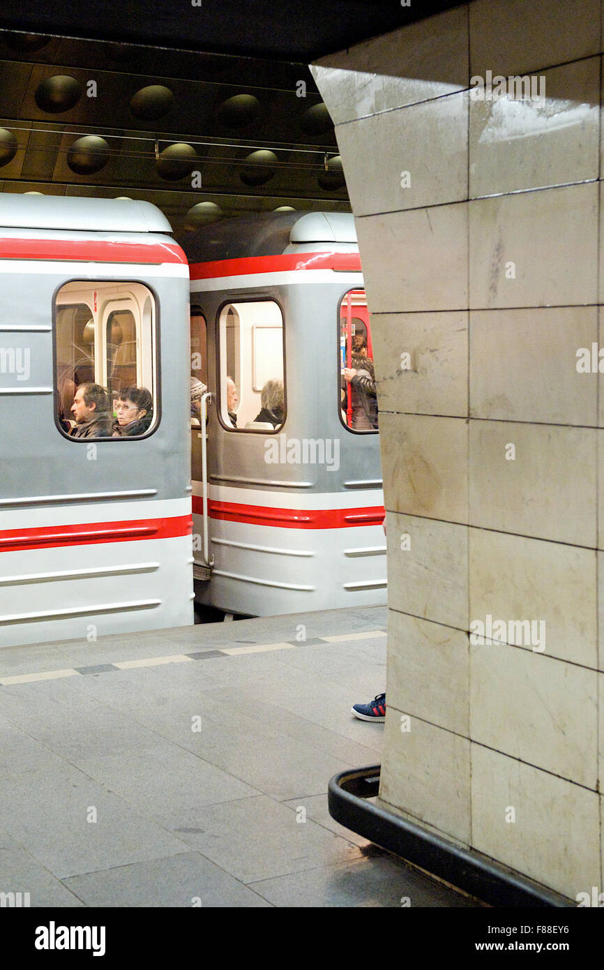 U-Bahn, u-Bahn-Bahnhof in Prag, Tschechische Republik. Stockfoto