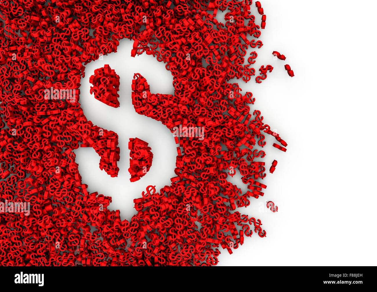 Void Alphabet 3D Dollar / Symbol förmige Loch gebildet durch Tausende von kleineren leicht zu kolorieren Stockfoto