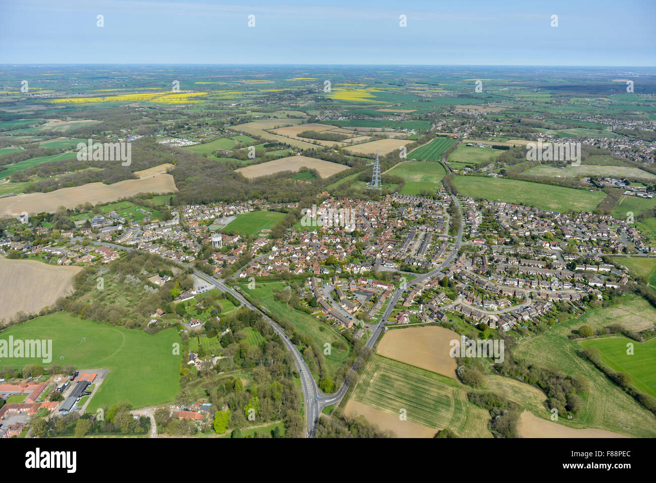 Eine Luftaufnahme des Essex Dorf von Kelvedon Hatch und Umland Stockfoto