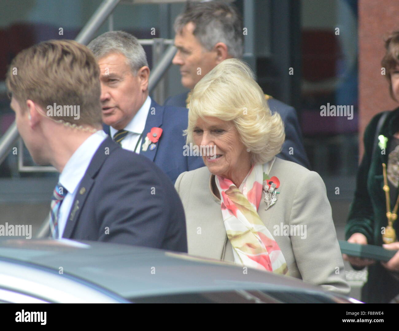 Prinz Charles und Camilla, Herzogin von Cornwall Musée Toitū Otago Siedler in Neuseeland während ihre königliche Führung des Landes verlassen.  Mitwirkende: Camilla, Herzogin von Cornwall wo: Dunedin, New Zealand bei: 5. November 2015 Stockfoto