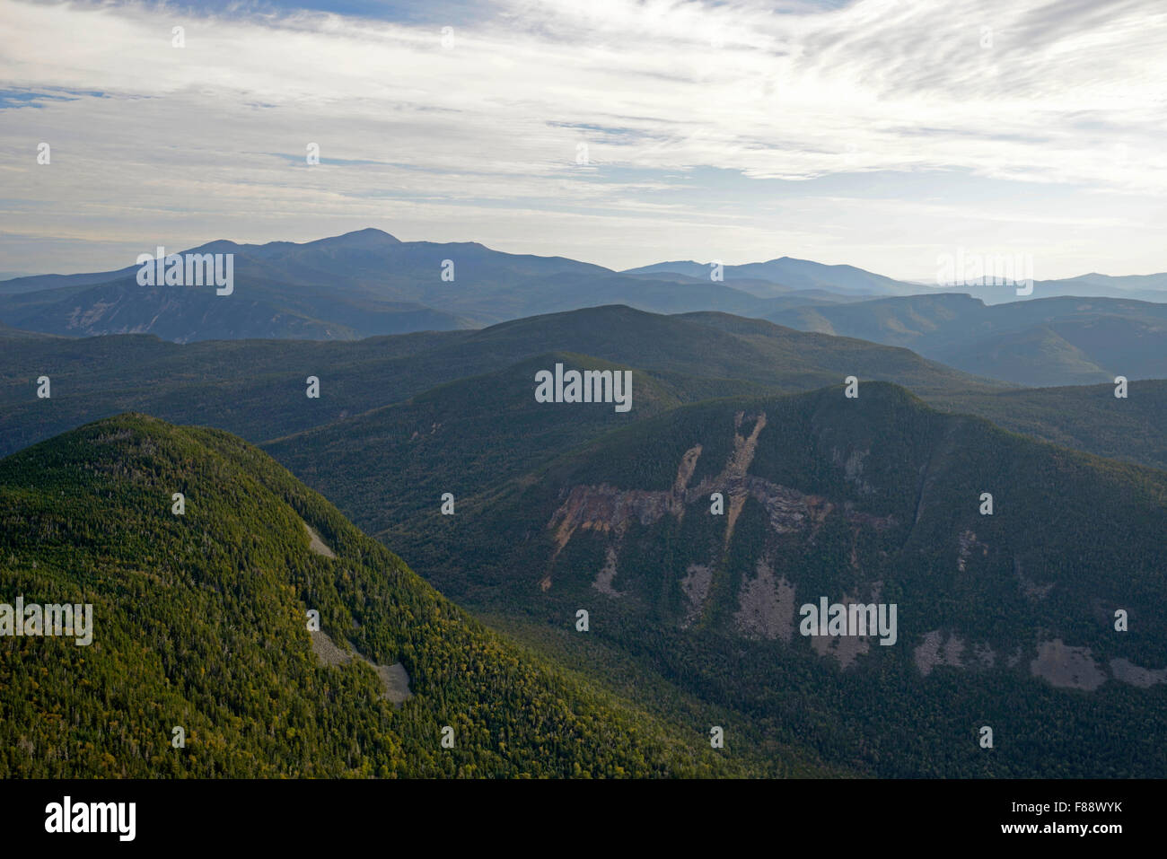 Blick auf Mount Washington von Signal-Höhenweg bei Sonnenaufgang, White Mountain National Forest, New Hampshire Stockfoto