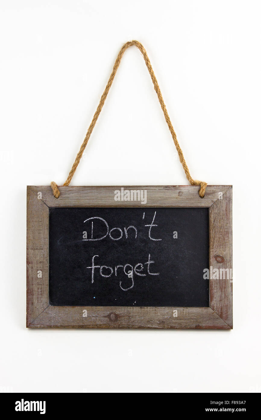 Tafel Holz vergessen nicht Stockfoto