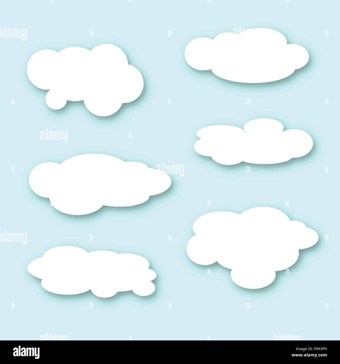 Eine Sammlung von großen flauschigen Stil Wolken über einen blauen Himmel Stock Vektor