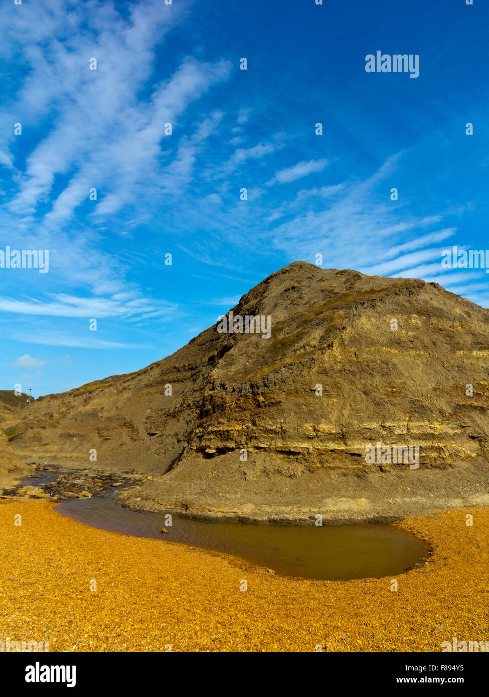Der Strand von Schäfers Chine auf der südwestlichen Küste der Isle Of Wight England UK in der Nähe von Brighstone Bay und Little Atherfield Stockfoto