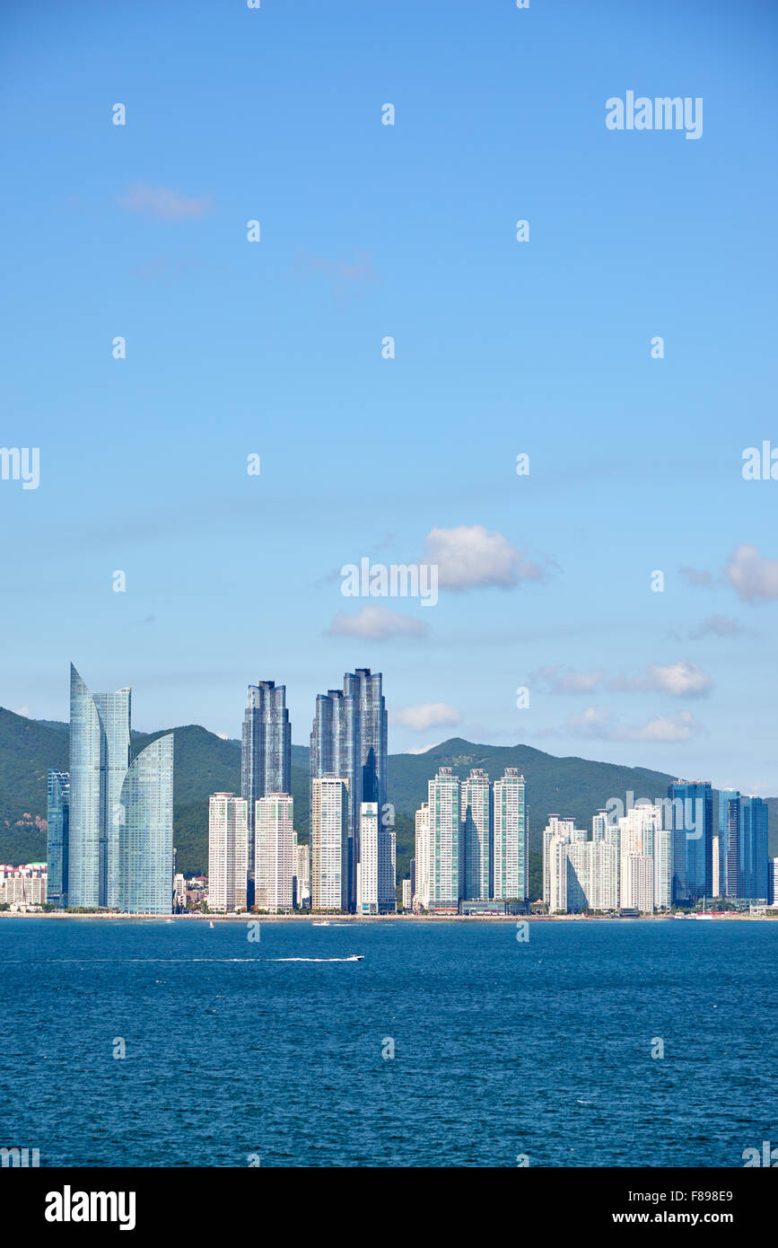 Marine Stadt Busan. Es ist ein Luxus und angesehenen Wohngebiet errichtet auf dem Gelände Haeundae Suyeong Bucht zurückgefordert. Stockfoto