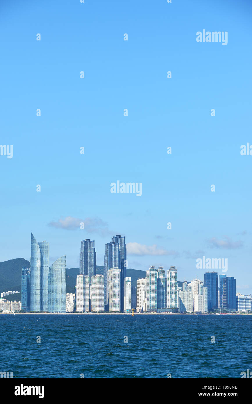 Marine Stadt Busan. Es ist ein Luxus und angesehenen Wohngebiet errichtet auf dem Gelände Haeundae Suyeong Bucht zurückgefordert. Stockfoto