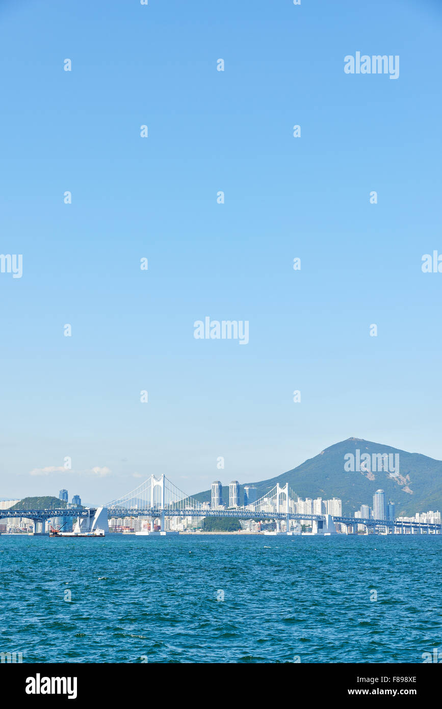 Gwangandaegyo. Es ist eine große Hängebrücke und ein Wahrzeichen befindet sich in Busan, Korea. Stockfoto