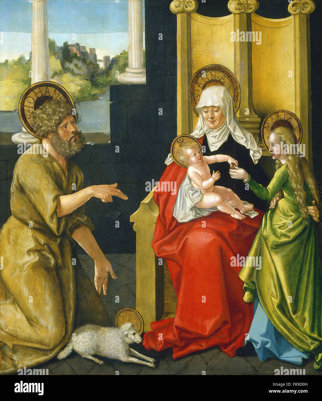 Hans Baldung Grien - Saint Anne mit dem Jesuskind, der Jungfrau Maria und Johannes dem Täufer Stockfoto