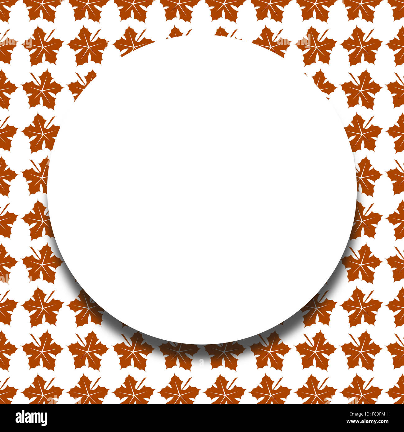 Abgerundete Rahmen auf Blätter-Muster-Hintergrund Stockfoto