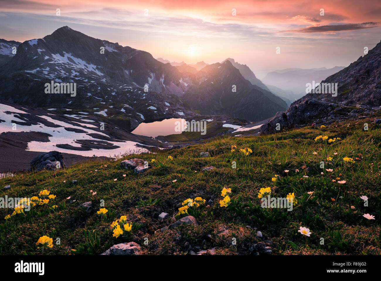 Lechquellen Gebirge, Alpen, Österreich, Europa Stockfoto