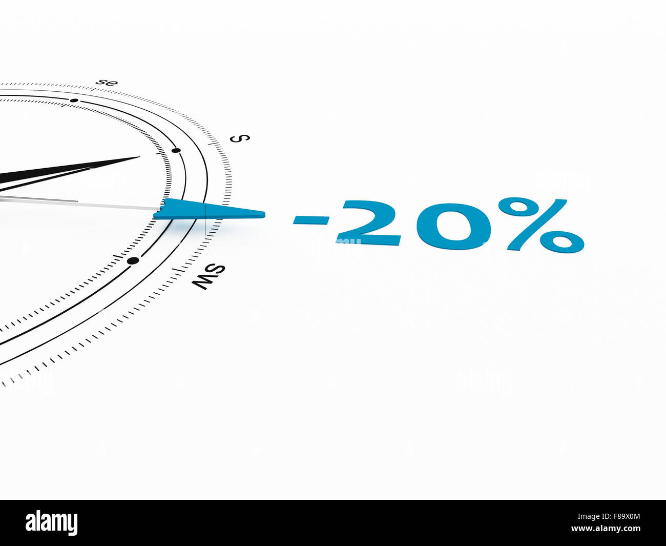 Konzeptionelle 3D-Render Bild mit einem rahmenlosen Kompass-Fokus auf ein einzelnes Wort Stockfoto