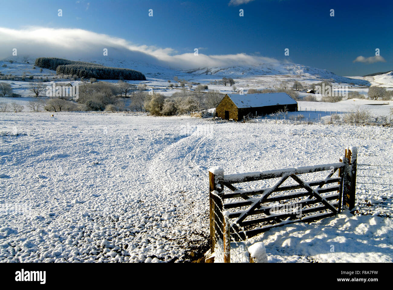 Winterlandschaft in Wales, Großbritannien Stockfoto