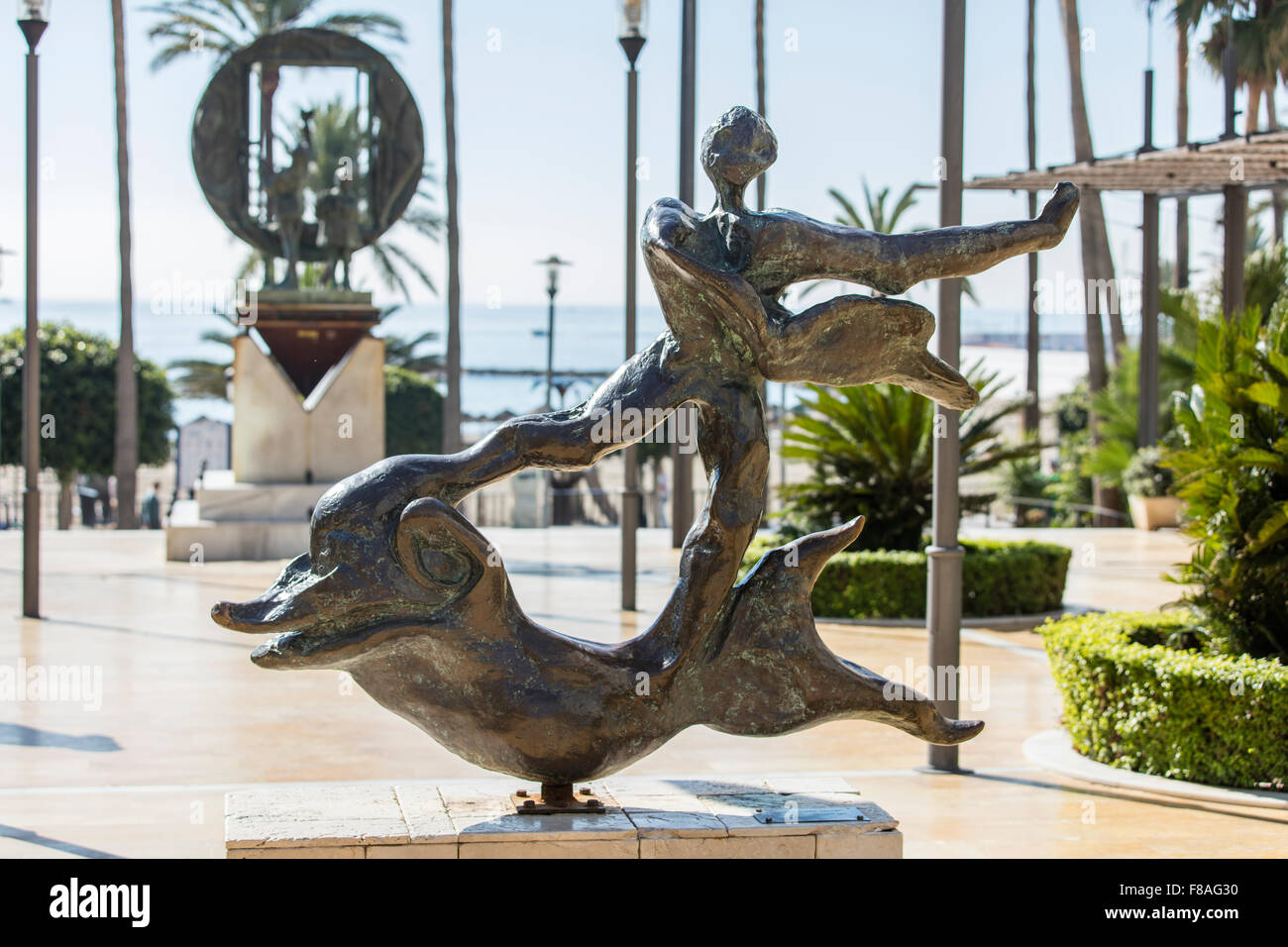 Spanische und katalanische Künstler Salvador Dali-Bronze-Skulptur in Marbella in Spanien Stockfoto