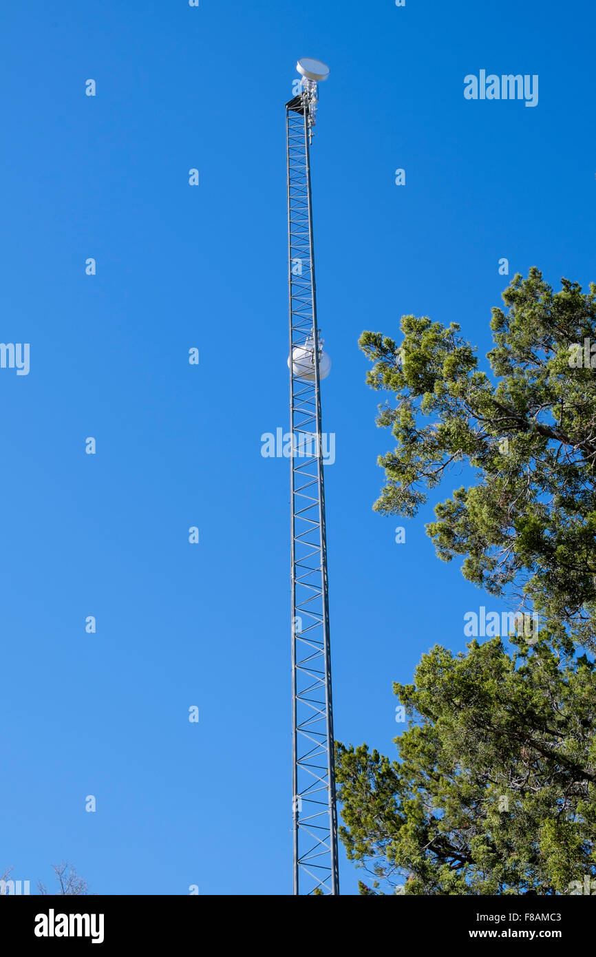 Telekommunikation Turm mit zwei Teller Antennen für wireless Internet Relay verwendet Stockfoto