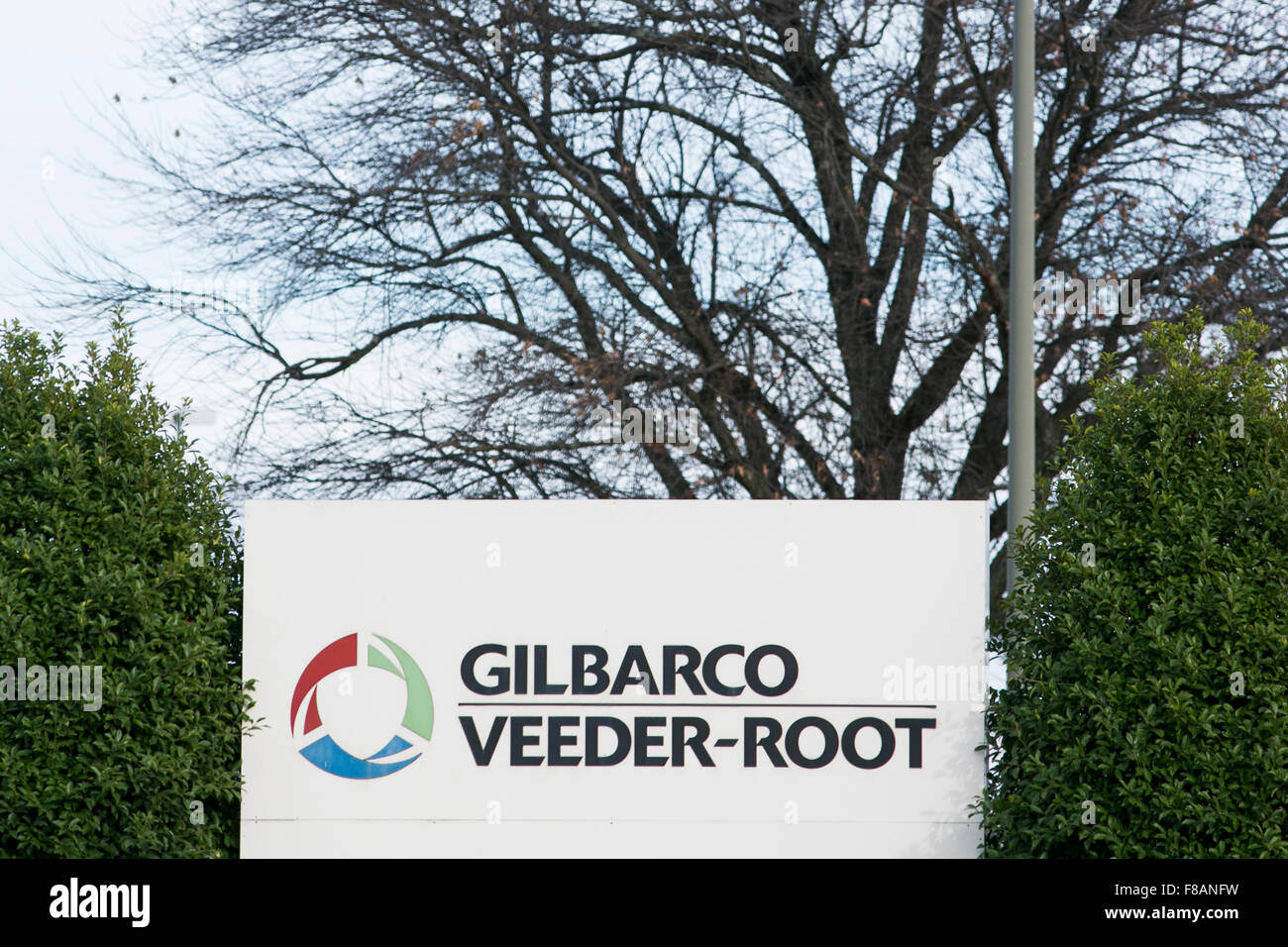 Ein Logo Zeichen außerhalb der Hauptsitz von Gilbarco Veeder-Root in Greensboro, North Carolina am 27. November 2015. Stockfoto