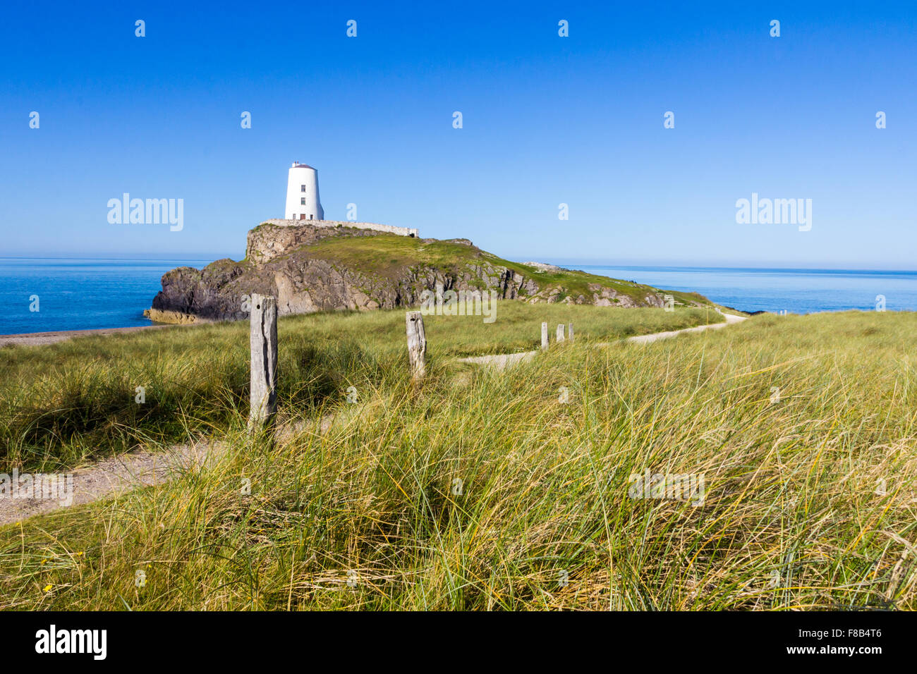 Weg zum Leuchtturm, Llanddwyn Insel Anglesey, Wales Stockfoto