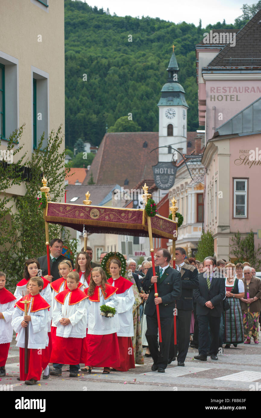 Österreich, Niederösterreich, Scheibbs, Frohnleichnamsprozession Stockfoto