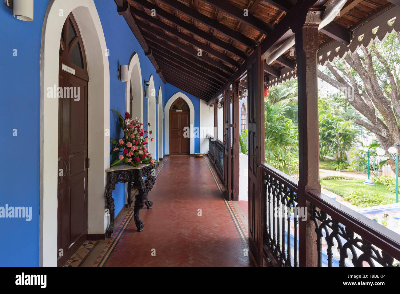 Traditionellen Stil Veranda. Portugiesische Villa Altinho Panjim Goa Indien Stockfoto