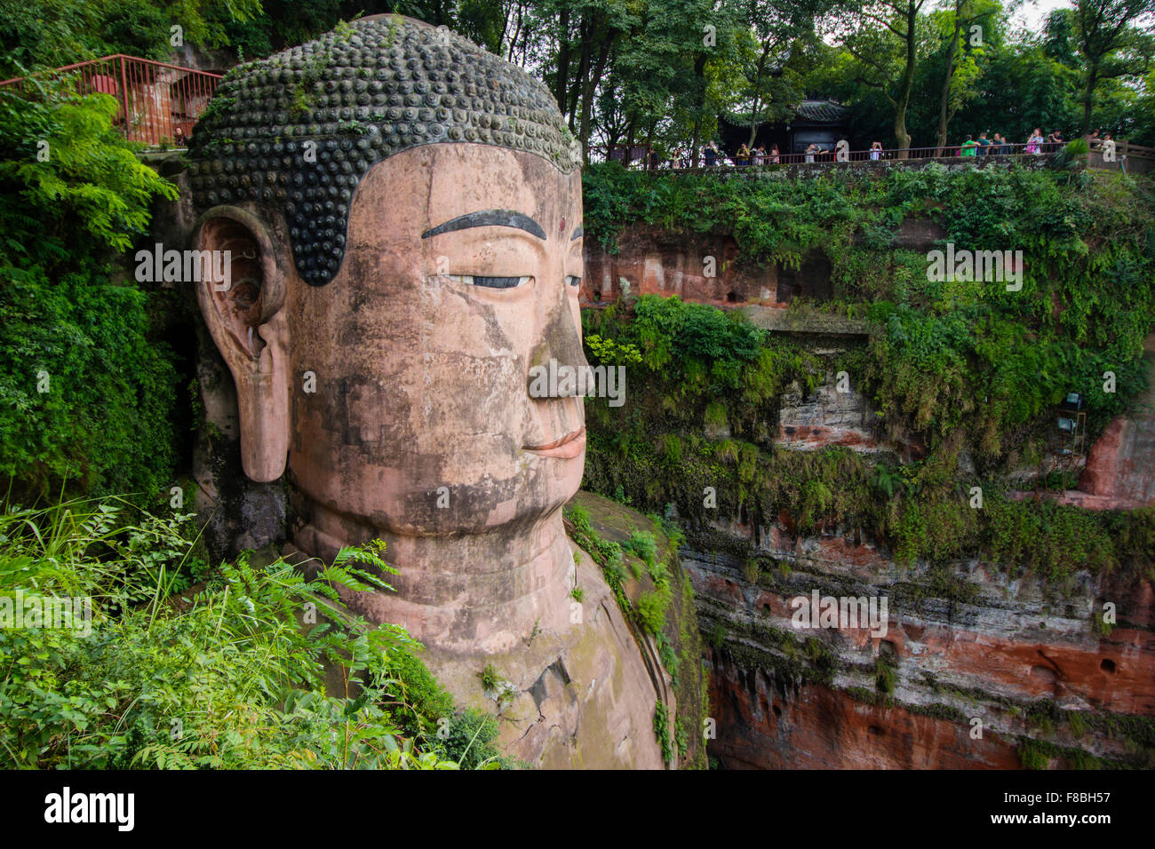 Leshan Giant Buddha - Kopf Detail Provinz Sichuan China LA008724 Stockfoto