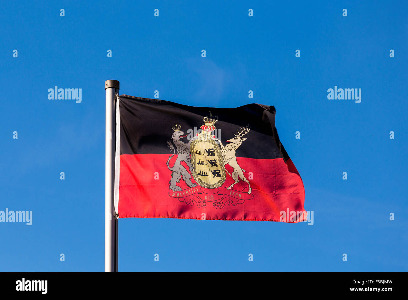 Flagge, Königreich Württemberg, vor blauem Himmel Stockfoto