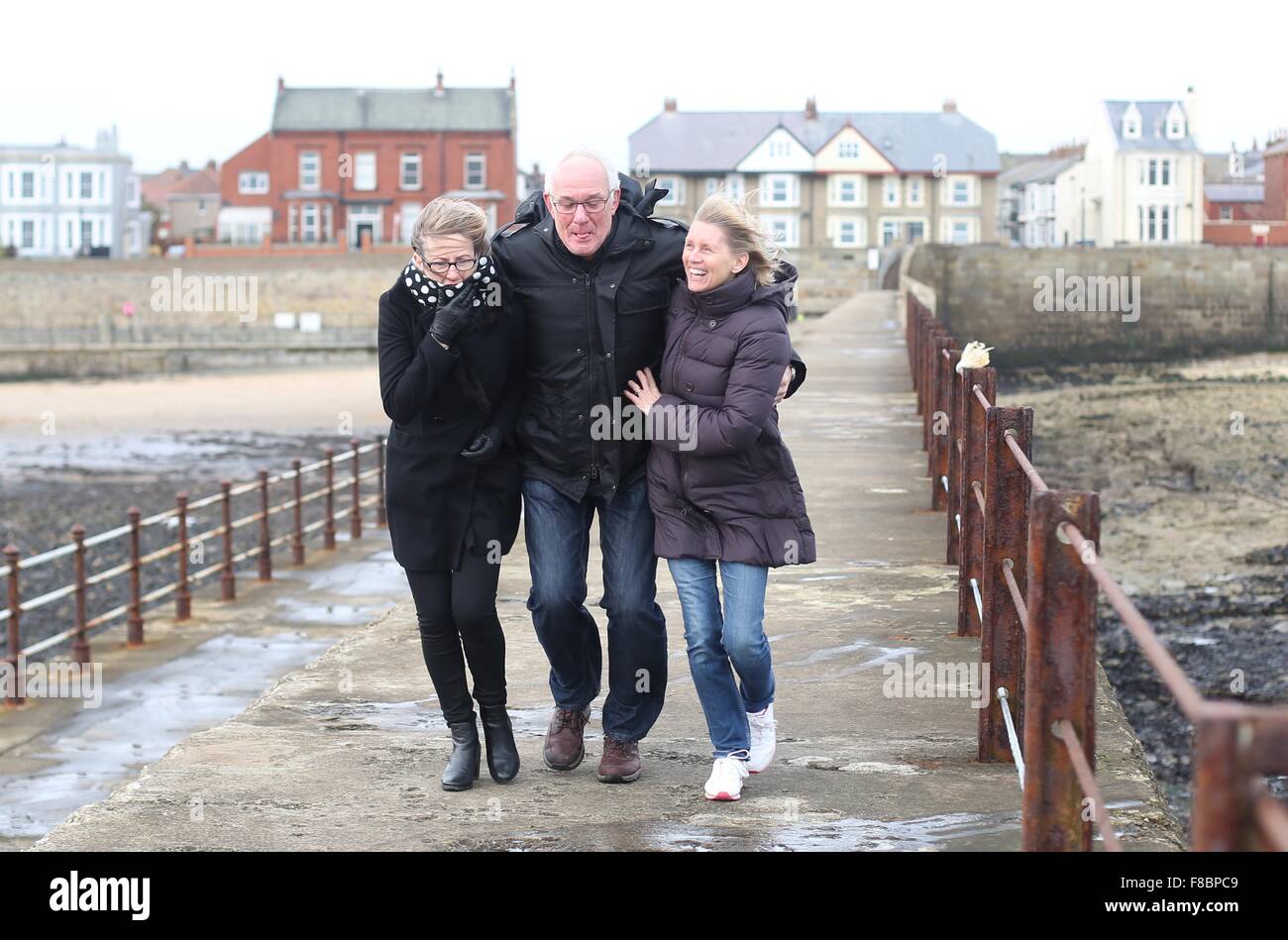 Windigem Wetter Hartlepool am Meer Stockfoto