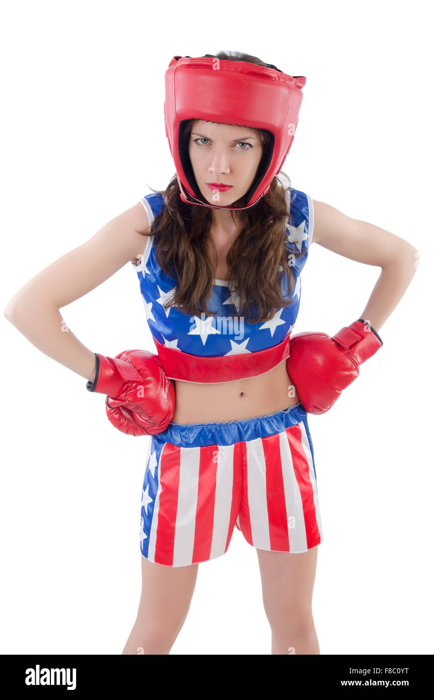 Boxer der Frau in Uniform mit USSymbole Stockfotografie Alamy