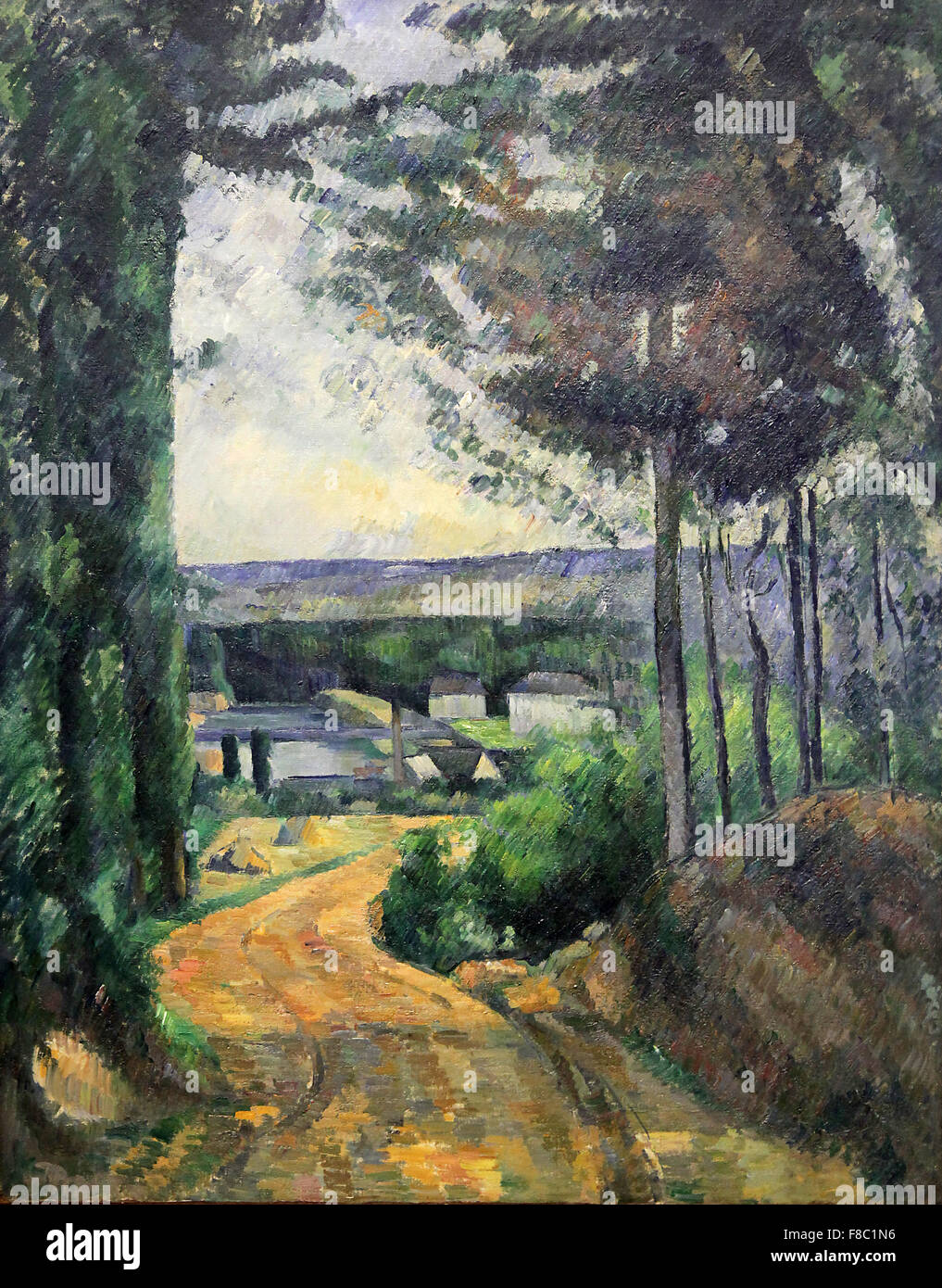 Straße, die zum See 1880 von Paul Cézanne. Französischer Künstler und Post-Impressionist Maler Stockfoto