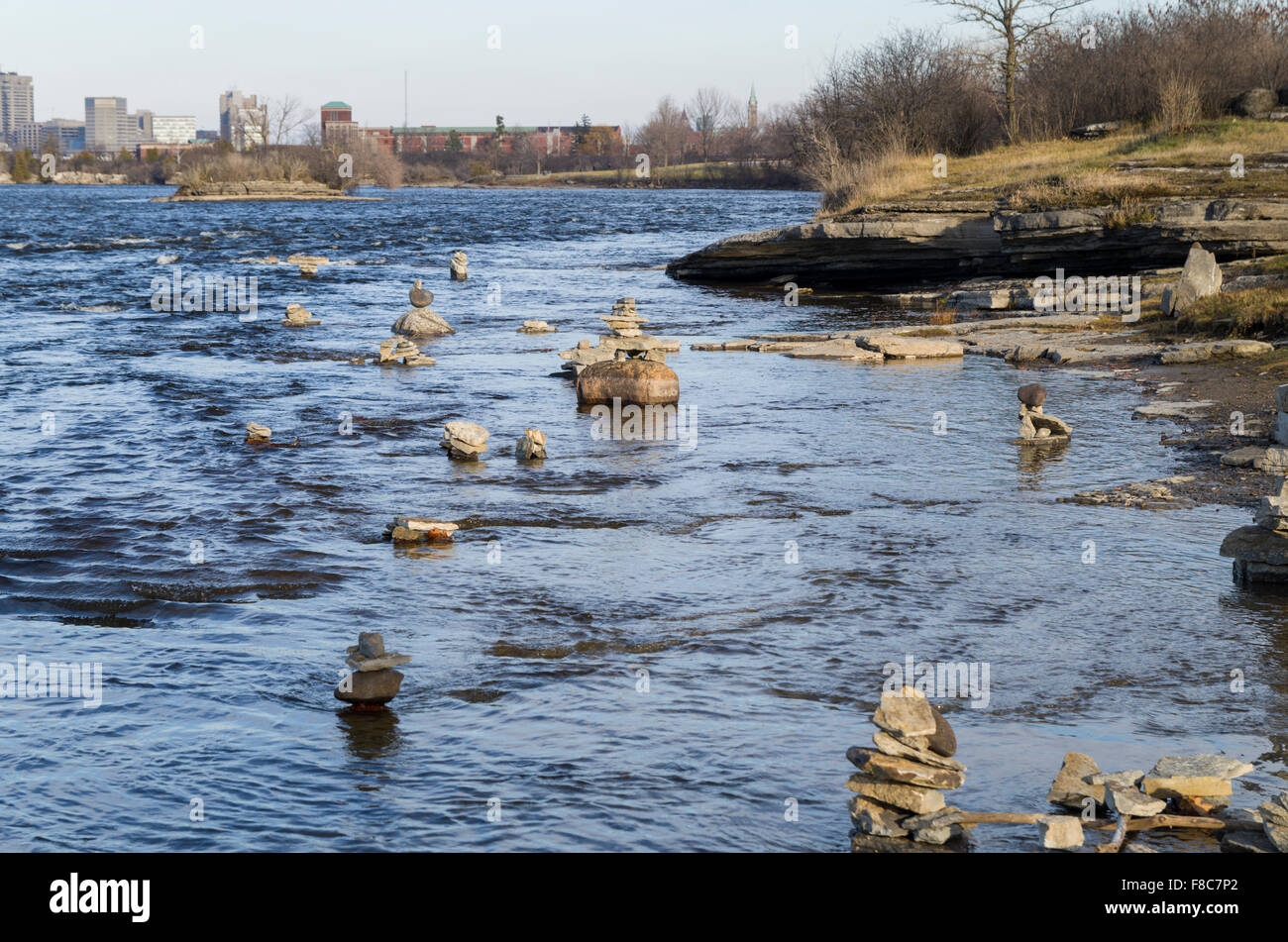 Inuksuit auf dem Ottawa River Remic Stromschnellen Stockfoto