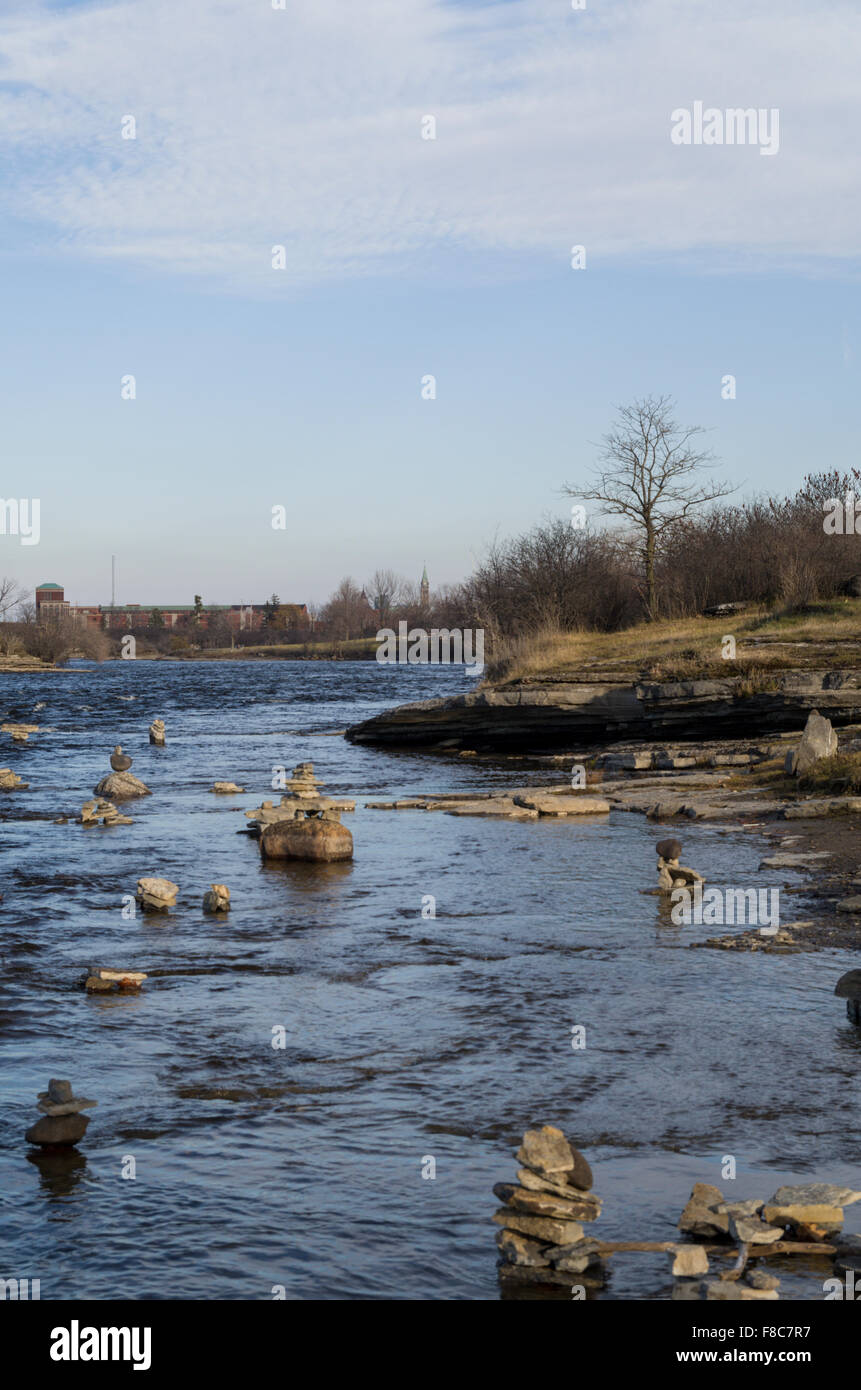 Inuksuit auf dem Ottawa River Remic Stromschnellen Stockfoto