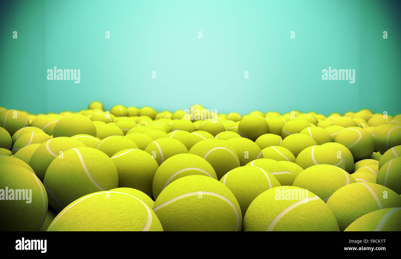 3D Bild von mehreren Tennisbällen Stockfoto