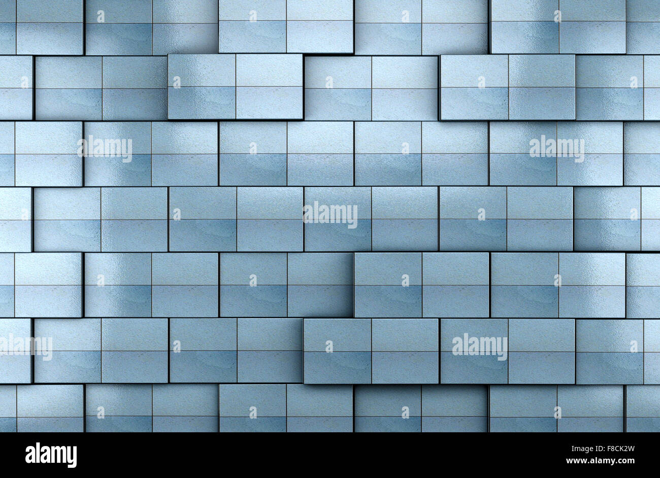 3D blau Fliese Wand Hintergrund Stockfoto