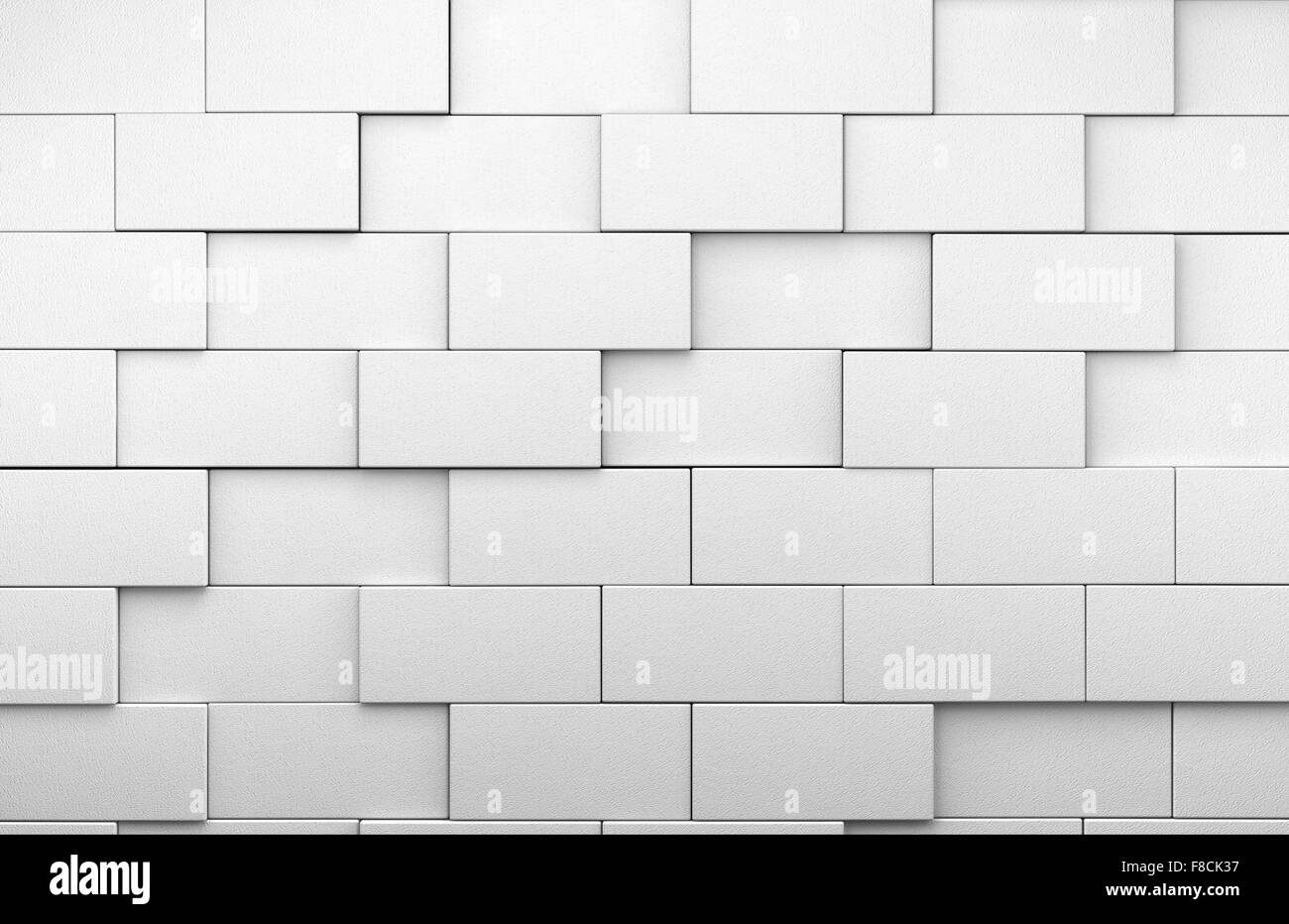Weiße Fliese Wand 3D-Hintergrund Stockfoto