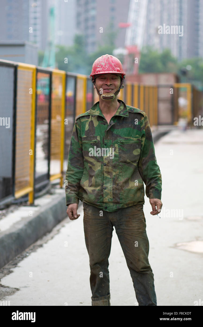 Bauarbeiter in Hangzhou, China Stockfoto