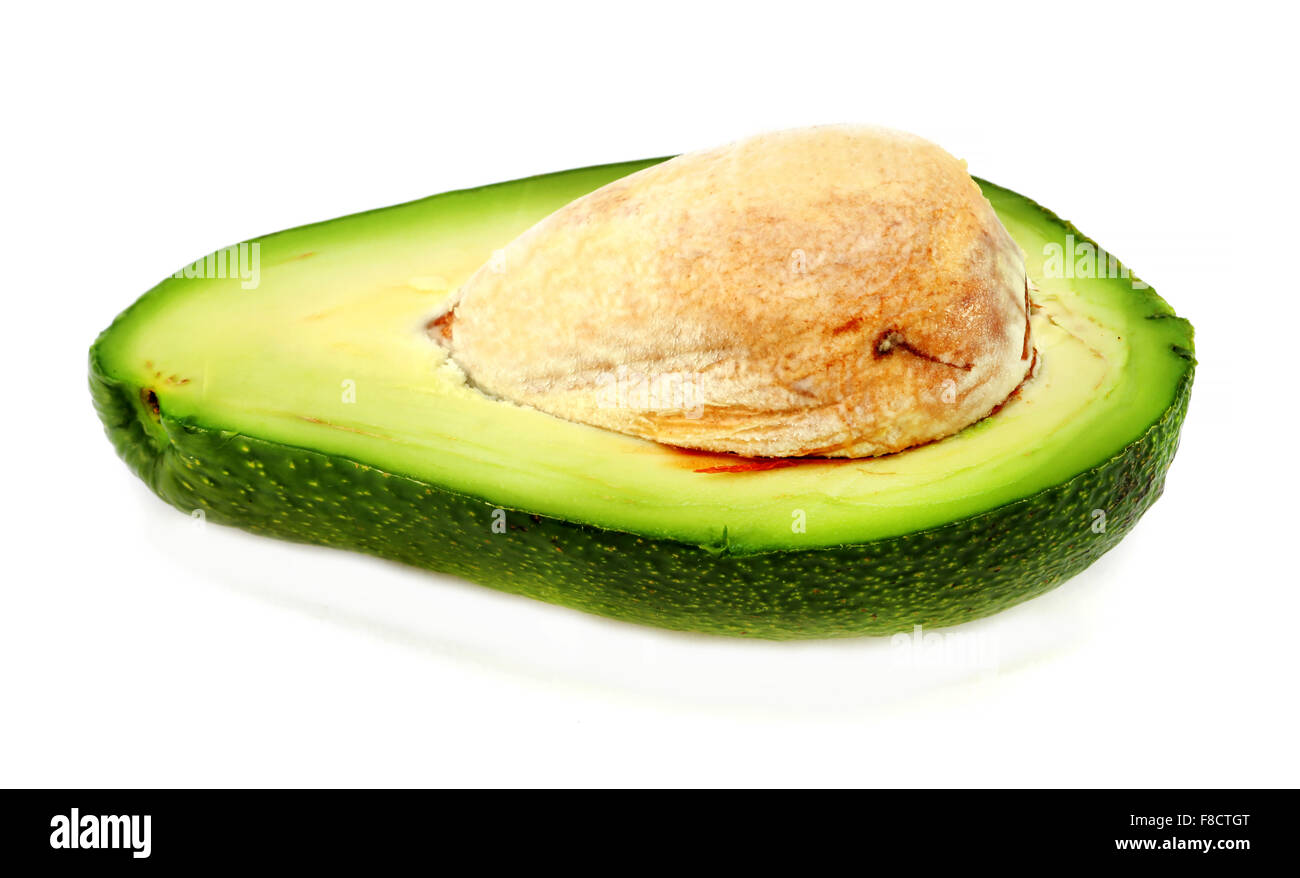 Köstliche Frucht Avocado fotografiert Closeup auf weißem Hintergrund Stockfoto