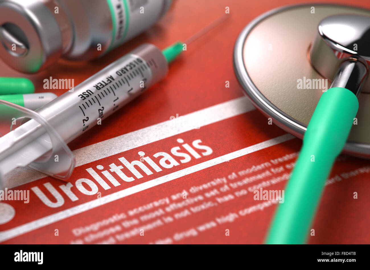 Urolithiasis - gedruckte Diagnose. Medizinisches Konzept. Stockfoto