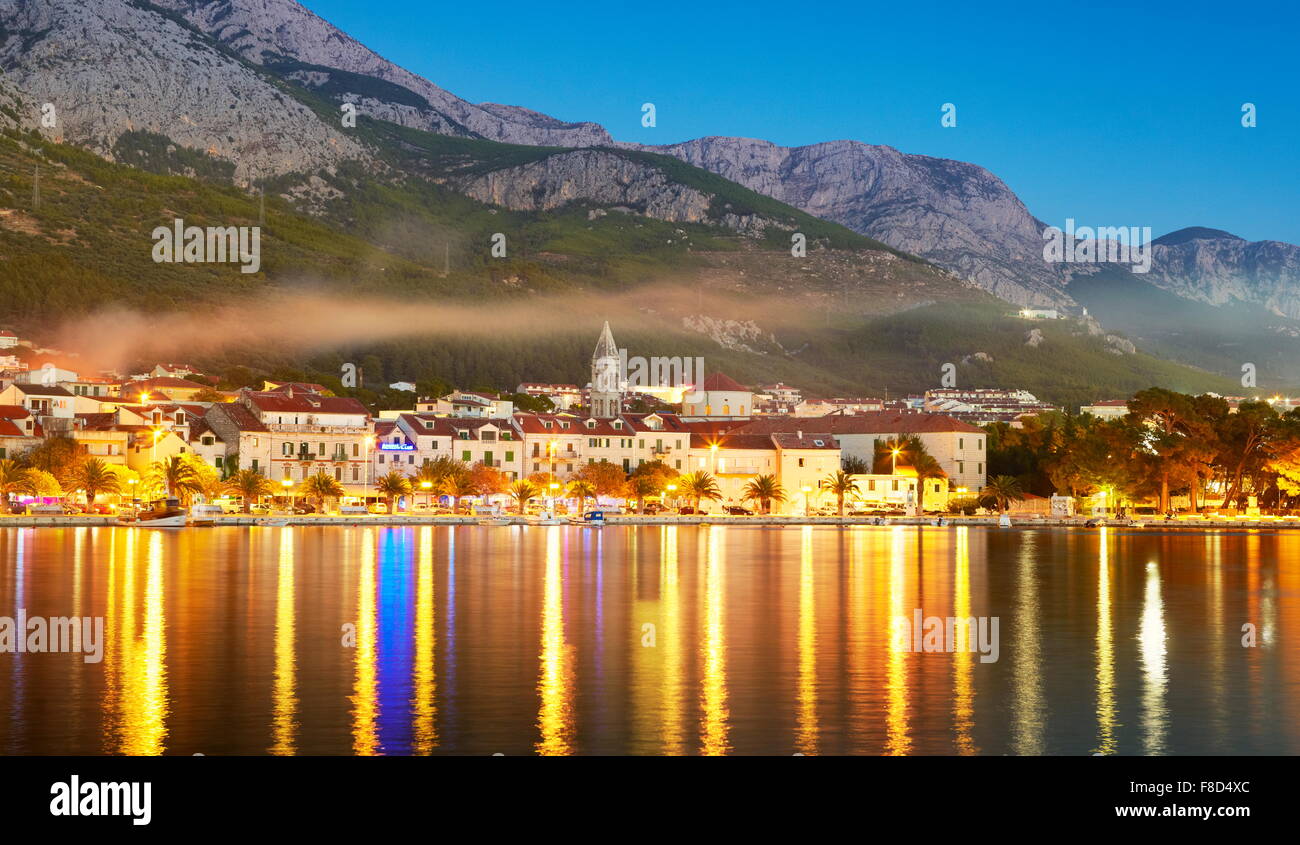 Makarska am Abend, Makarska Riviera - Kroatien, Europa Stockfoto