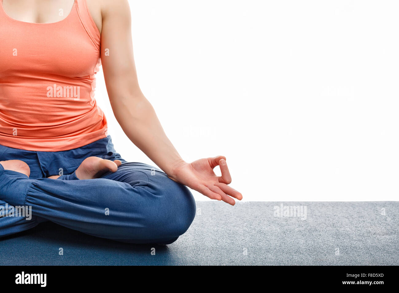 Yoga Asana Padmasana Lotus pose hautnah Stockfoto