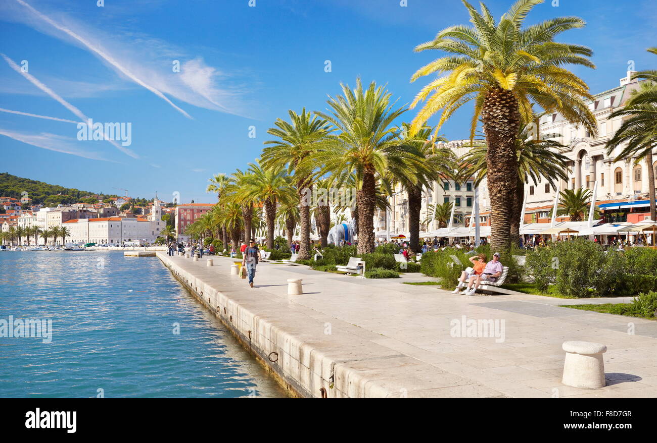 Split, promenade am Meer, Kroatien, Dalmatien, Europa Stockfoto