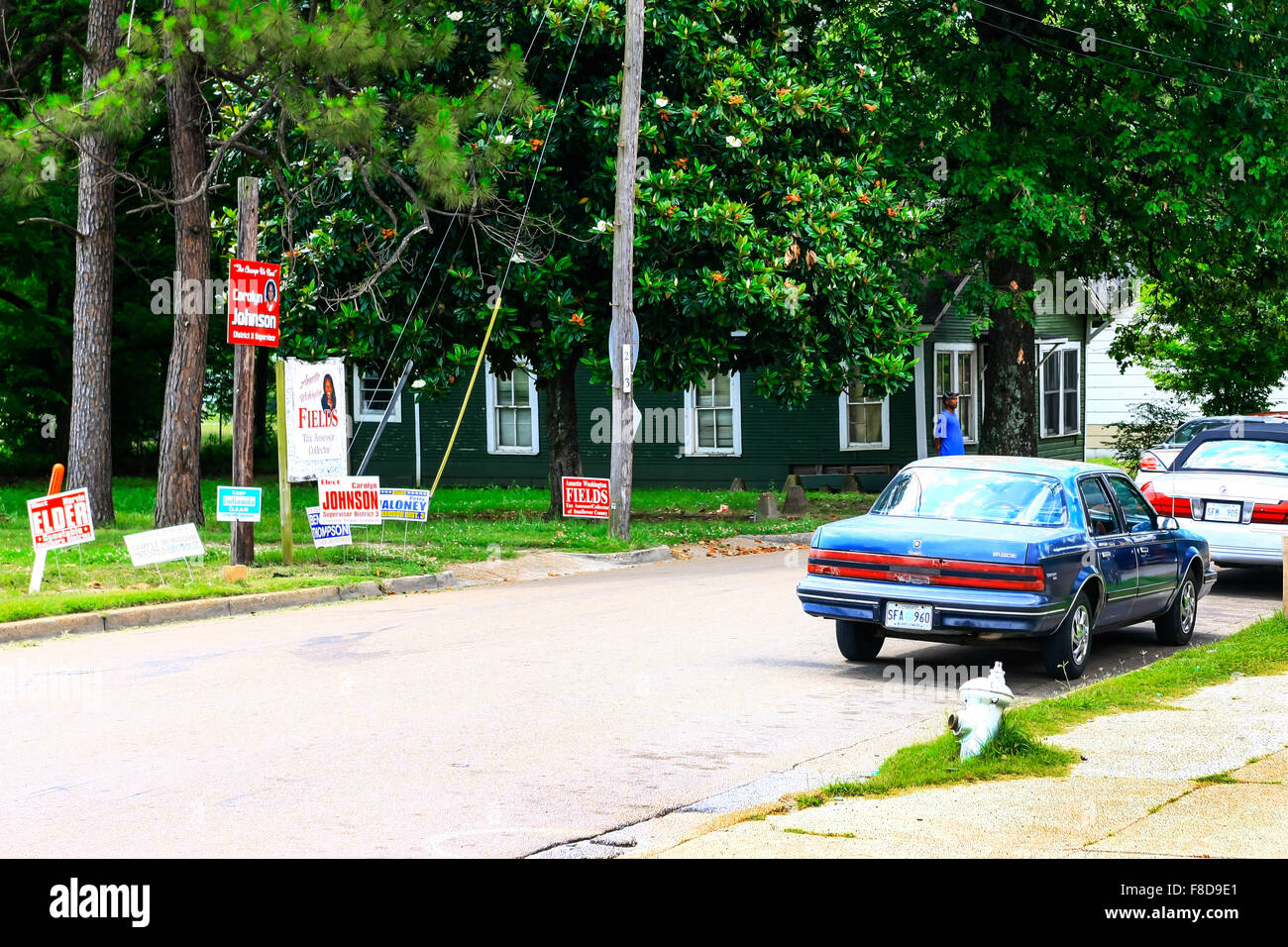Politischen Banner Linie Depot Ave in Indianola, Mississippi Stockfoto