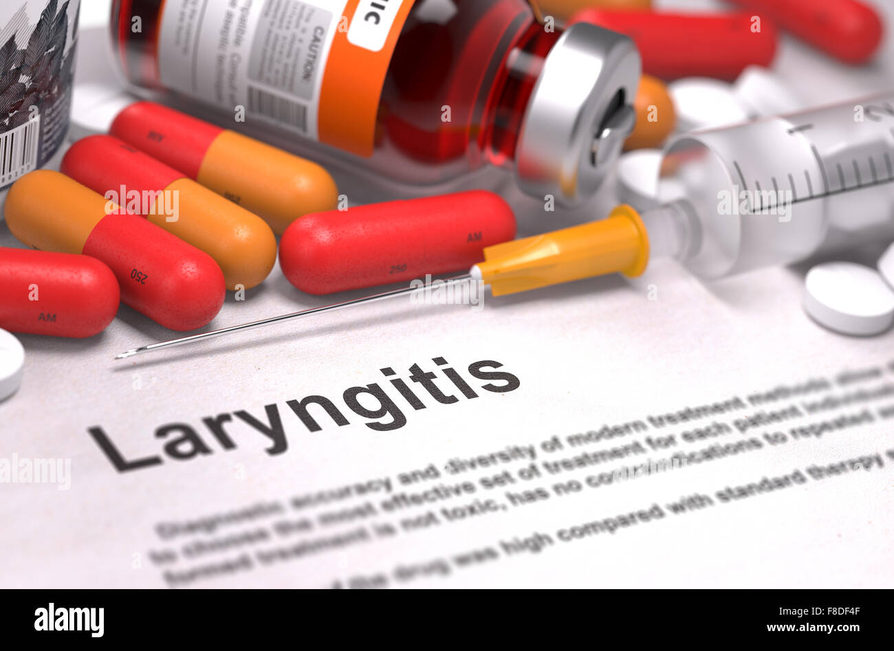 Diagnose - Laryngitis. Medizinisches Konzept. Stockfoto
