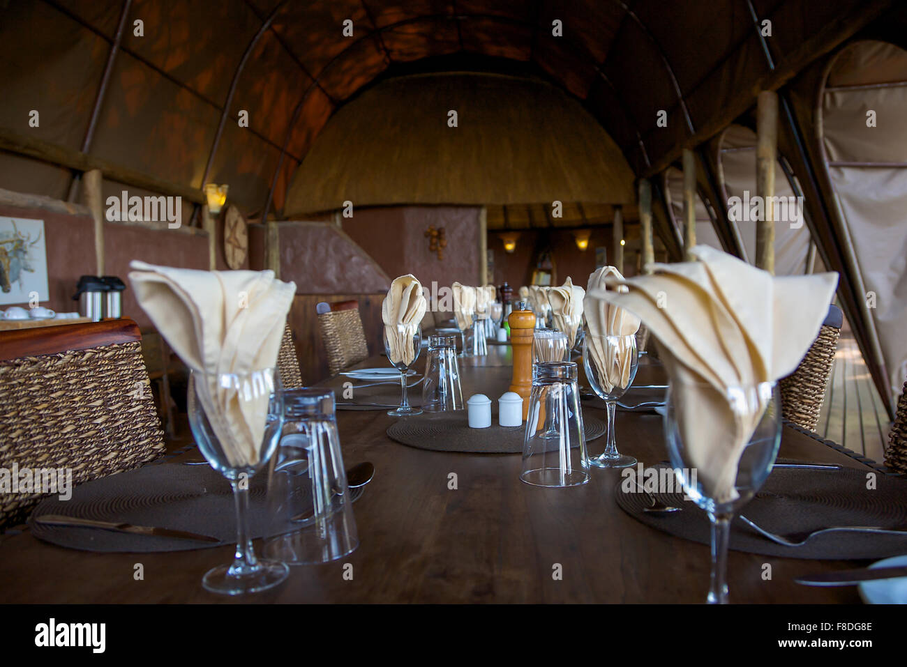 Restaurant in einer Lodge, Botswana Stockfoto