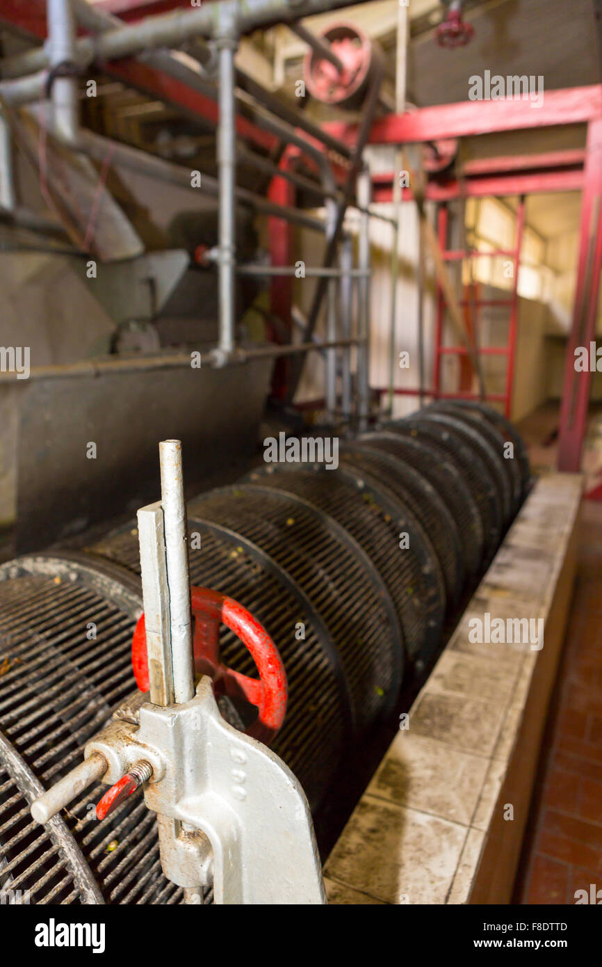 Innere des Vintage Kaffeeindustrie in Kolumbien Stockfoto