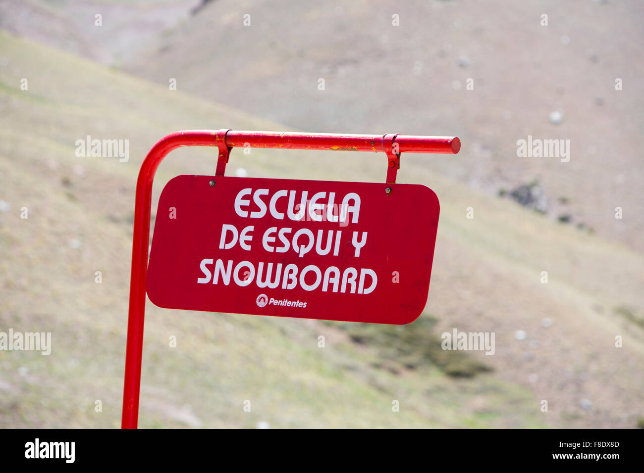 Snowboard Schule anmelden Penitentes Sky Resort, Argentinien Stockfoto