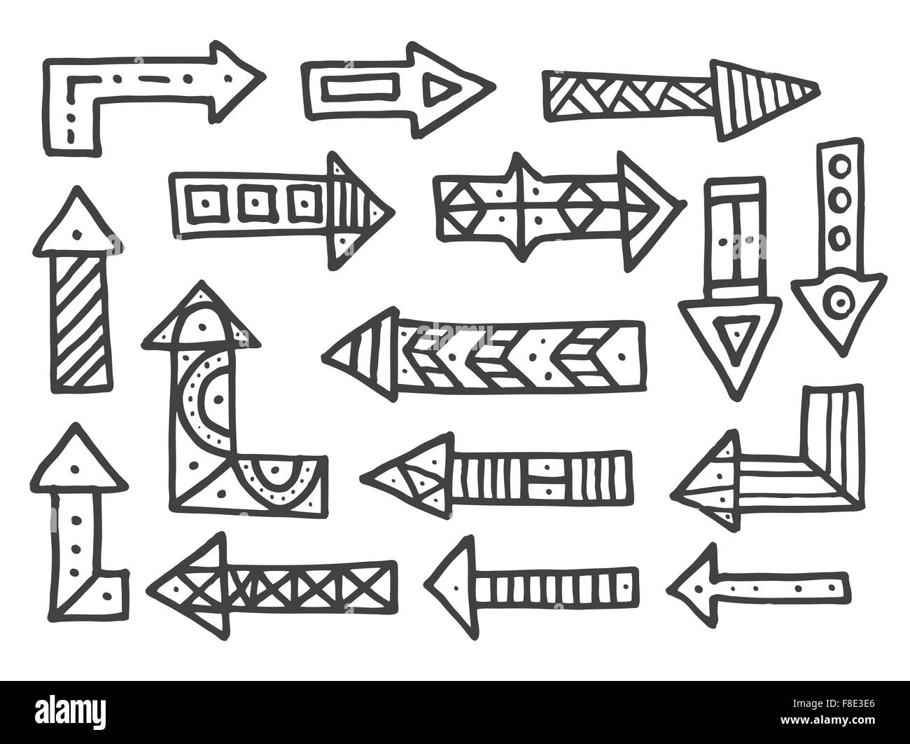 Handgezeichnete Pfeile Satz isoliert auf weißem Hintergrund. Vektor-Illustration. Element für Infografiken oder Business-Präsentationen. Stock Vektor