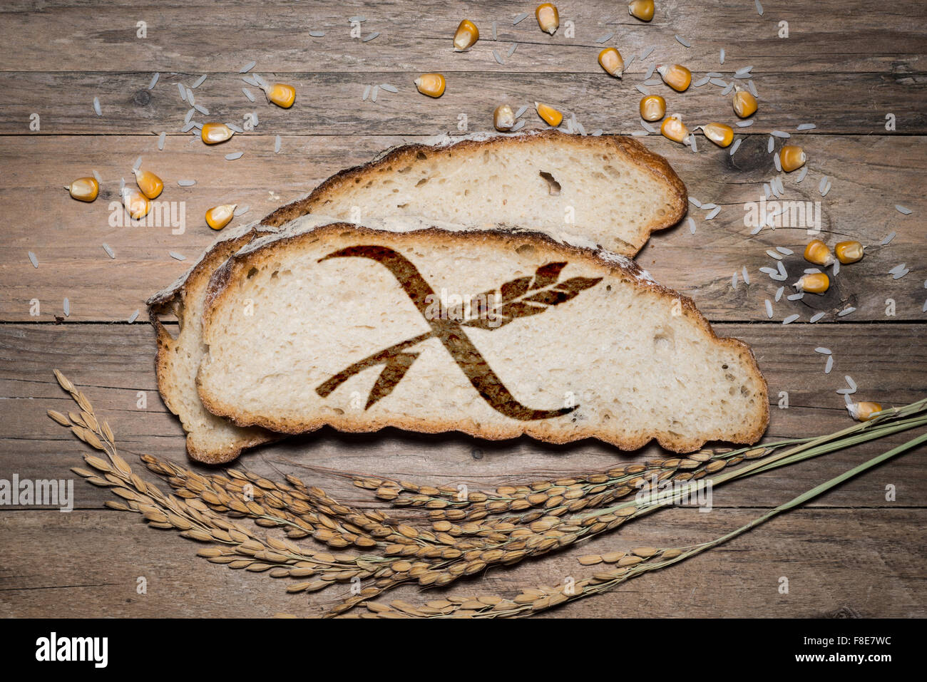 Bereich "Logo Gluten freie Grigliato Su" Stockfoto