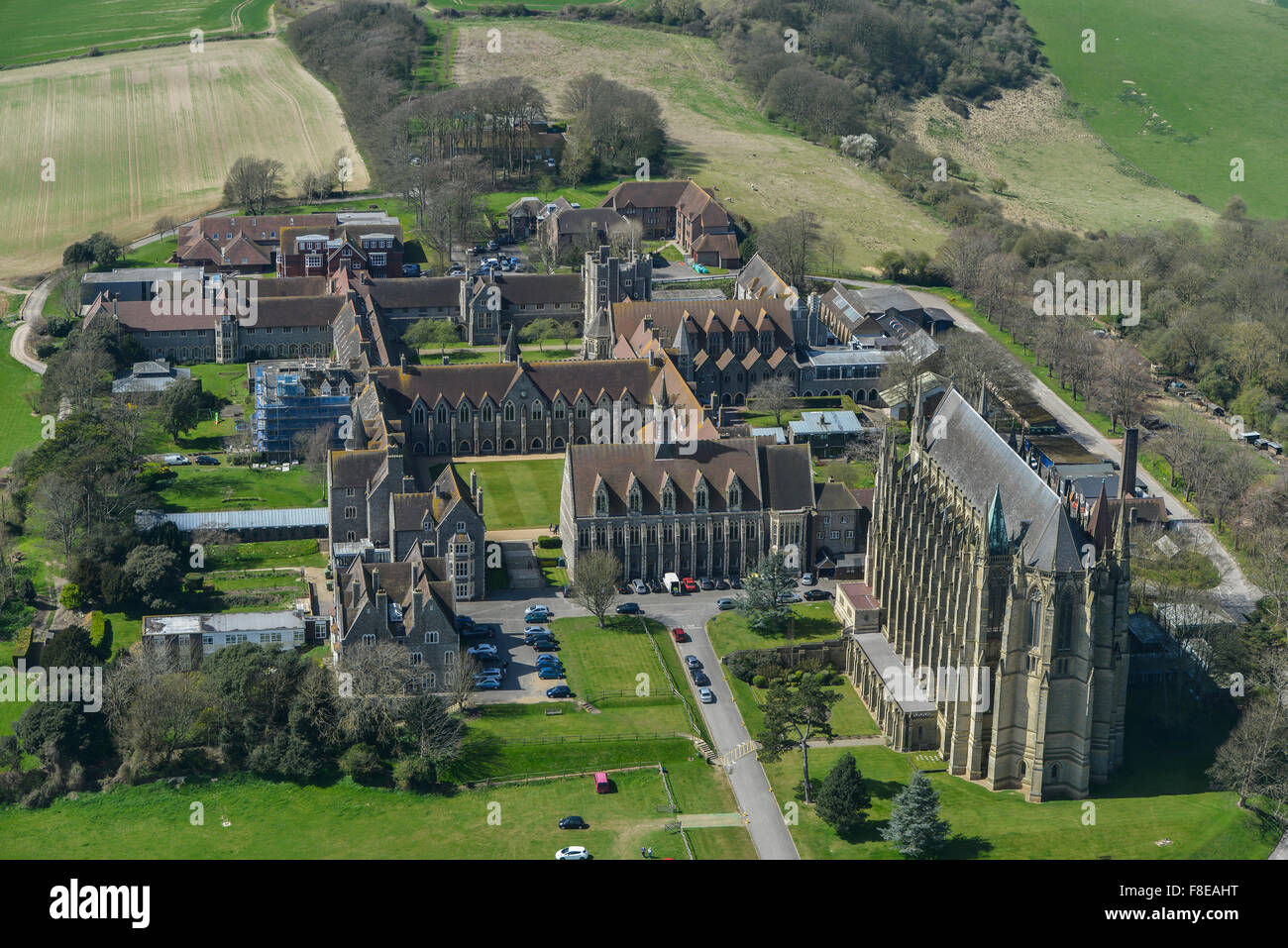 Eine Luftaufnahme des Lancing College, eine freie Schule in West Sussex Stockfoto