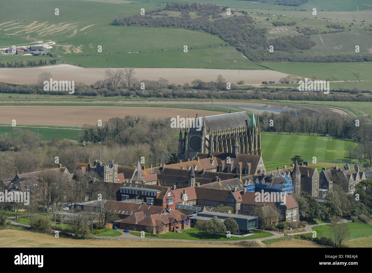 Eine Luftaufnahme des Lancing College, eine freie Schule in West Sussex Stockfoto