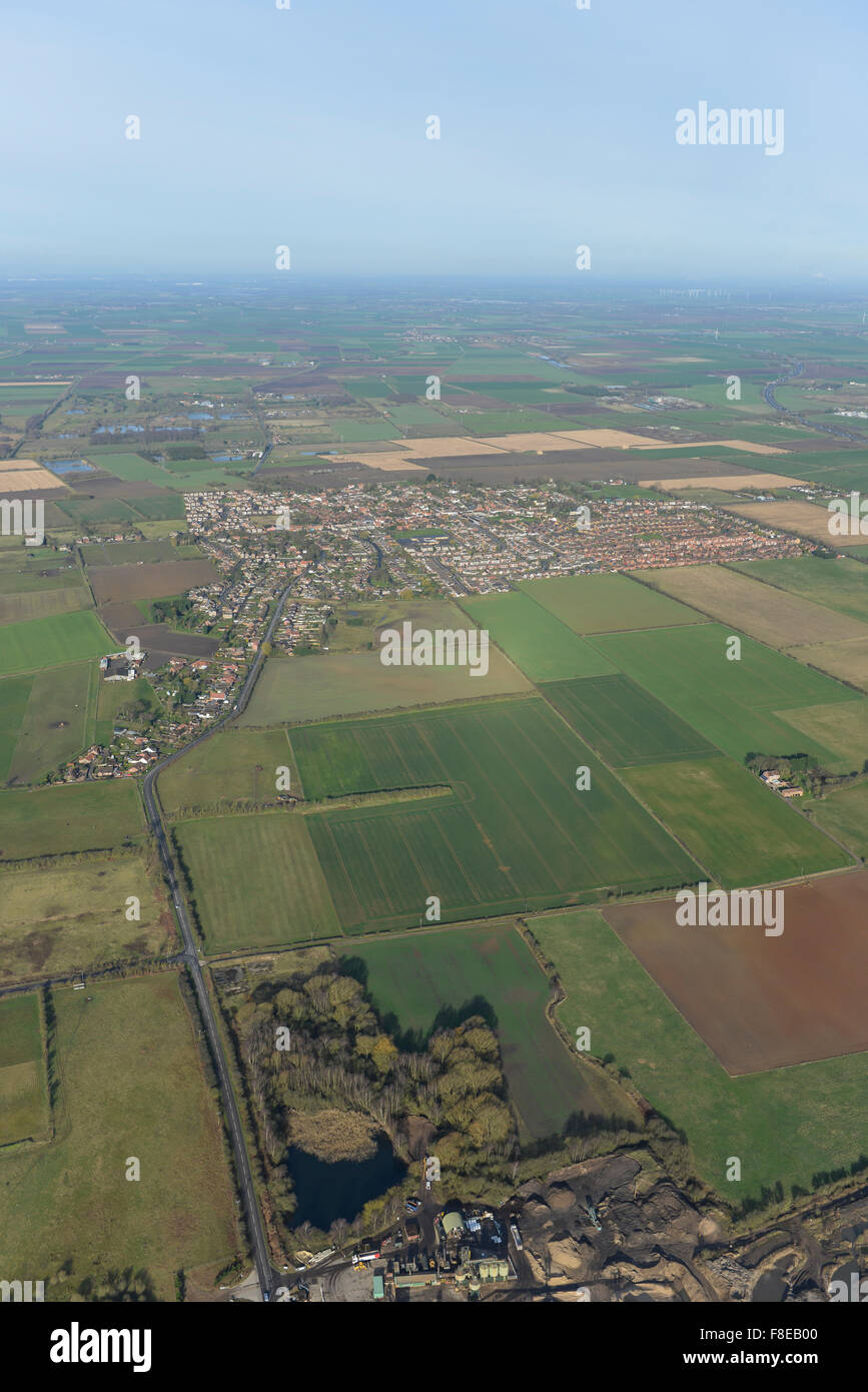 Eine Luftaufnahme des North Lincolnshire Dorf Messingham und Umland Stockfoto